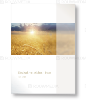 Rouwkaart met granenveld en balk