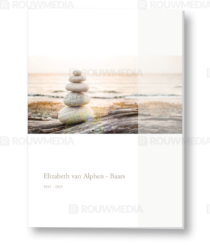Rouwkaart met stenen op het strand