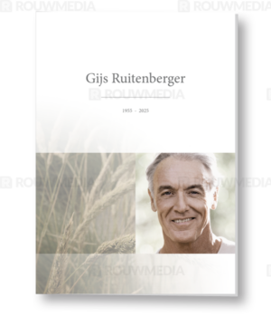 Rouwkaart met portret en extra afbeelding