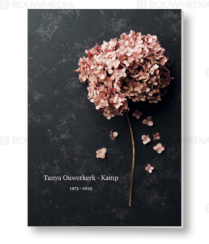 Rouwkaart hortensia op donkere achtergrond