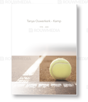 Rouwkaart met tennisbal