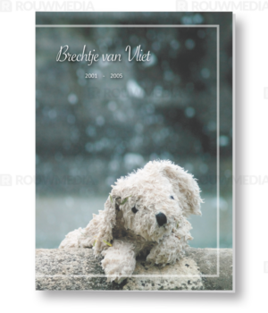 Rouwkaart voor kind met hondenknuffel