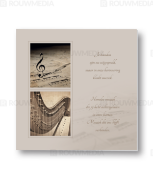 Rouwkaart muziekserie met harp