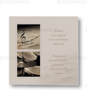 Rouwkaart muziekserie met drumstel
