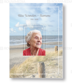 Rouwkaart met kustlijn en duinen