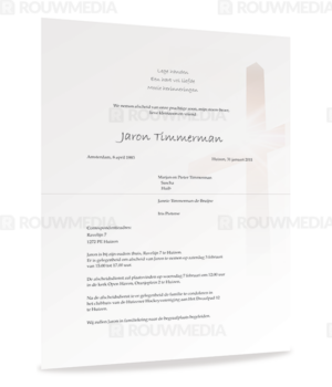 Rouwbrief met groot kruis