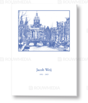 Rouwkaart met Amsterdam uitzicht op de basiliek van St. Nicolaas