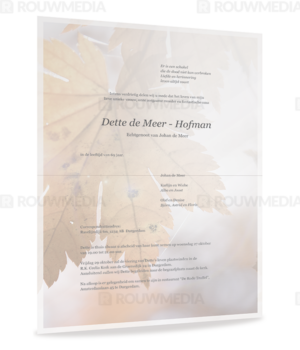 Rouwbrief met herfstblad