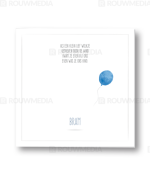 Rouwkaart voor kind met blauwe ballon