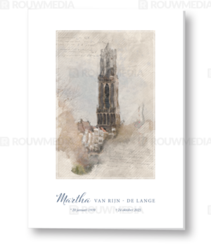 Rouwkaart met Utrecht Domtoren