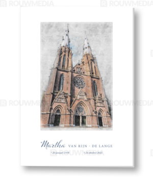 Rouwkaart met Brabantse Sint-Catharinakerk