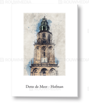 Rouwkaart met schets kerktoren