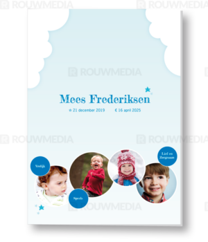 Rouwkaart met meerdere portretten voor kind