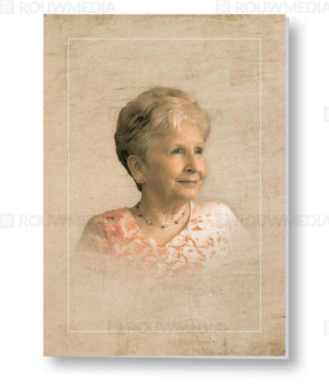 Rouwkaart met portret in retrostijl