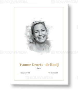 Rouwkaart met portret en kader