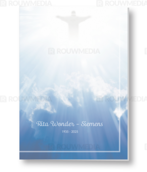 Rouwkaart met jezus in de wolken.