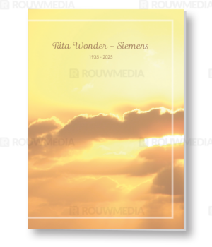 Rouwkaart met ondergaande zon en bewolking