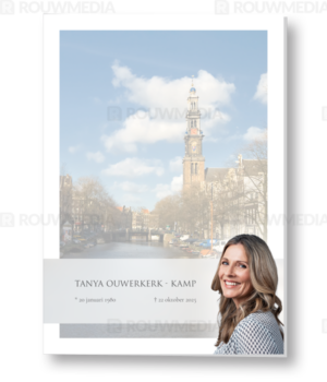 Rouwkaart met Amsterdam en portret