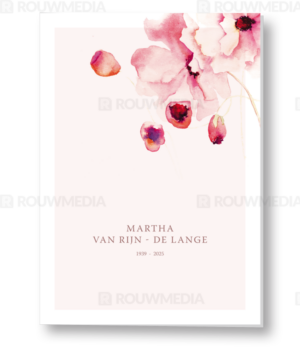 Rouwkaart met geschilderde bloemen
