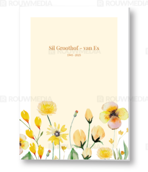 Aquarel geillustreerde veldbloemen geel