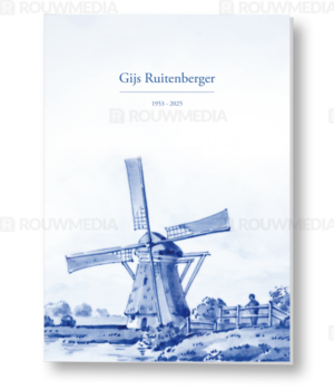Rouwkaart met Delfts blauw en molen