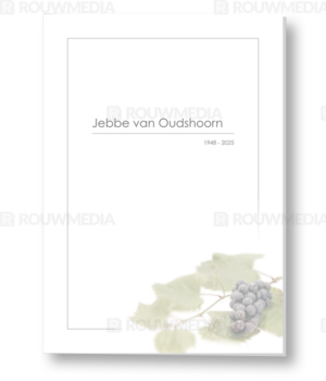 Rouwkaart met druiven en blad